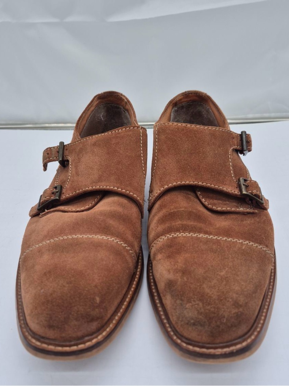 Alfani Darius Men's Brown Suede Double Monk Strap Buckle Dress Shoes 12